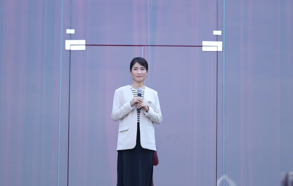 Chị Nguyên Ngô, Quản lý Marketing TikTok Shop, chia sẻ tại sự kiện công bố chiến dịch “Sale Vui Vô Đối 11.11”.