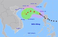 Vị trí và hướng di chuyển của bão số 8. (Nguồn: nchmf.gov.vn)