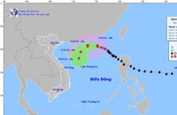 Dự báo vị trí, hướng di chuyển của bão số 8. Ảnh: Trung tâm dự báo KTTV Quốc gia
