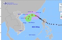 Dự báo vị trí, hướng di chuyển của bão số 8. Ảnh: Trung tâm dự báo KTTV Quốc gia