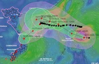 Hiện tại ở khu vực phía Đông của Philippines đang có tới 2 cơn bão, 1 áp thấp nhiệt đới đang hoạt động. Ảnh: VNDMS