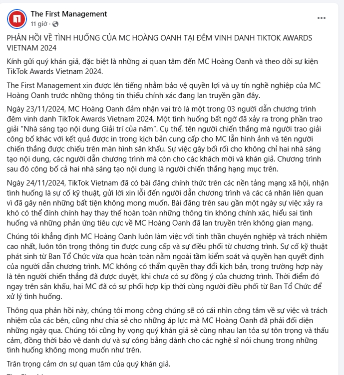 Căng: Công ty quản lý Hoàng Oanh tung toàn bộ kịch bản dẫn dắt TikTok Awards Vietnam 2024, tên người chiến thắng lộ rõ- Ảnh 3. Căng: Công ty quản lý Hoàng Oanh tung toàn bộ kịch bản dẫn dắt TikTok Awards Vietnam 2024, tên người chiến thắng lộ rõ- Ảnh 3.