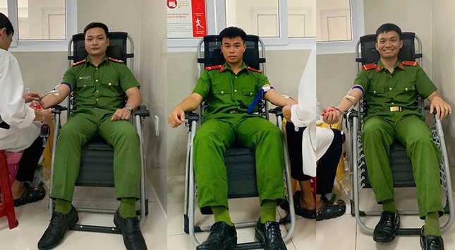 3 chiến sỹ công an Quảng Bình kịp thời hiến máu cứu sống sản phụ sinh non ảnh 1