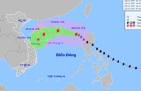 Dự báo vị trí,m hướng di chuyển của bão số 9. Ảnh: Trung tâm dự báo KTTV Quốc gia
