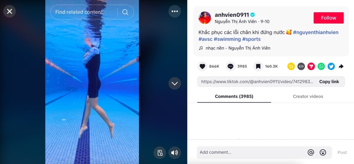 Từ một vận động viên huyền thoại đến một nhà sáng tạo nội dung TikTok truyền cảm hứng, VĐV Ánh Viên đã chuyển mình đầy ngoạn mục.