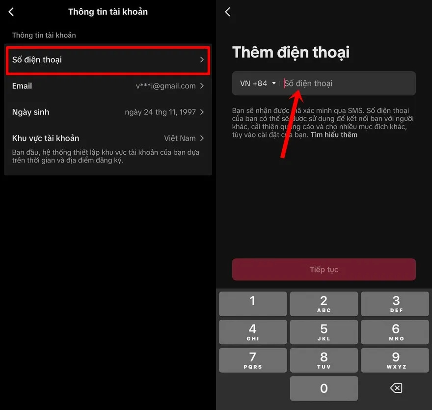 Cách xác thực số điện thoại trên TikTok