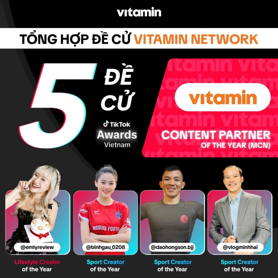 VITAMIN Group đoạt giải Content Parner of the Year tại TikTok Awards Việt Nam 2024