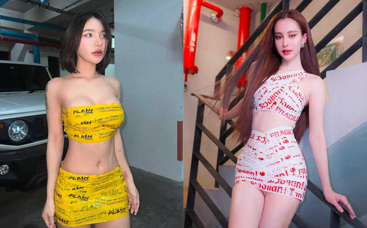 Từ Kim Kardashian đến Gigi Hadid: Trào lưu váy áo quấn băng keo 'bùng nổ' khắp TikTok Ảnh 1