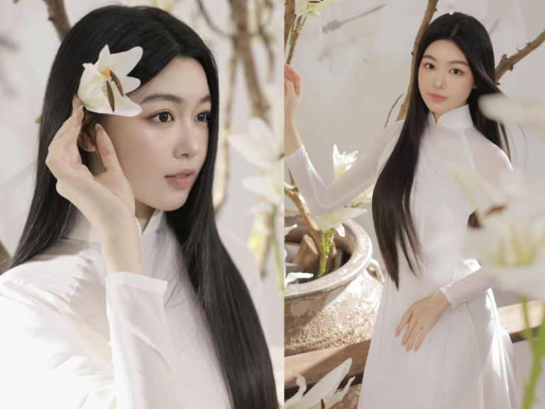 Con gái Quyền Linh đốn tim netizen trong tà áo dài trắng tinh khô