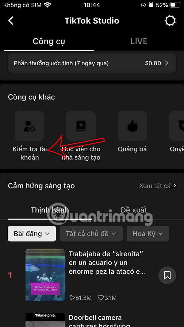 Kiểm tra tài khoản TikTok