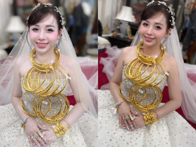 Cô dâu Thanh Hóa đeo vàng trĩu cổ khiến netizen rần rần xin vía