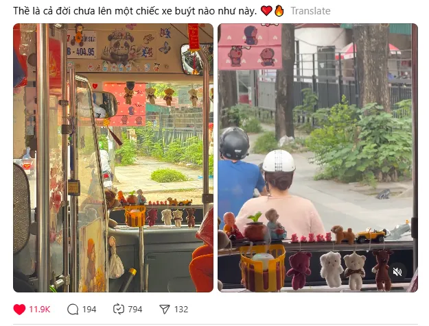 Bắt gặp xe buýt có nội thất "lạ" ở Hà Nội, netizen: "Có cần đáng yêu thế không" ảnh 1